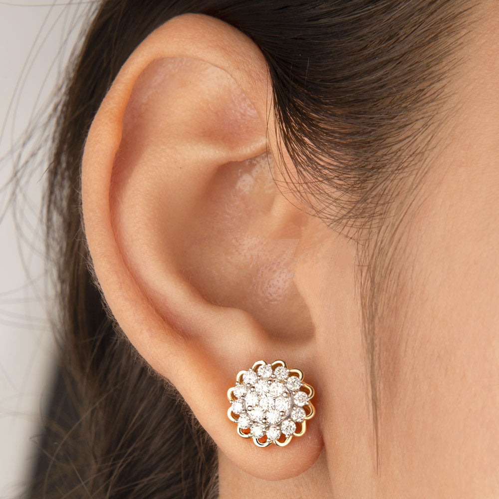 14K Yellow Gold Diamond Earrings - 1.08ct VS-SI-HI