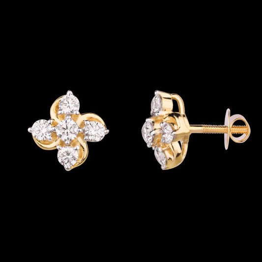 14K Yellow Gold Diamond Earrings - 0.4ct VS-JK