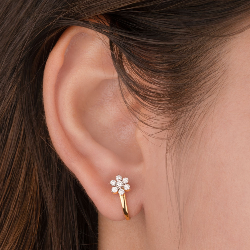 14K Yellow Gold Diamond Earrings - 0.32ct SI-GH