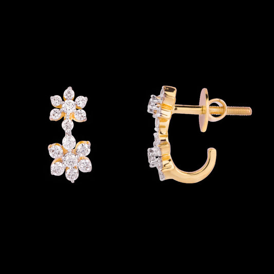 18K Yellow Gold Diamond Earrings - 0.558ct VVS-VS-GH