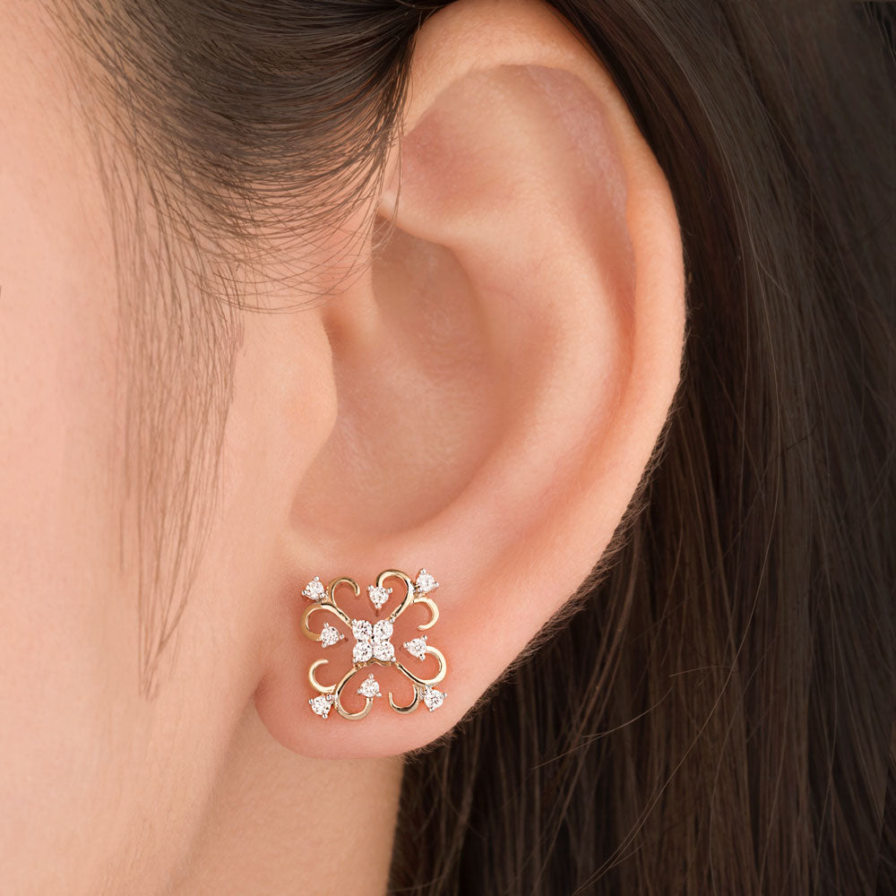 14K Yellow Gold Diamond Earrings - 0.31ct SI-GH