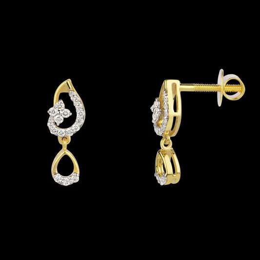 18K Yellow Gold Diamond Earrings - 0.24ct VVS-VS-GH