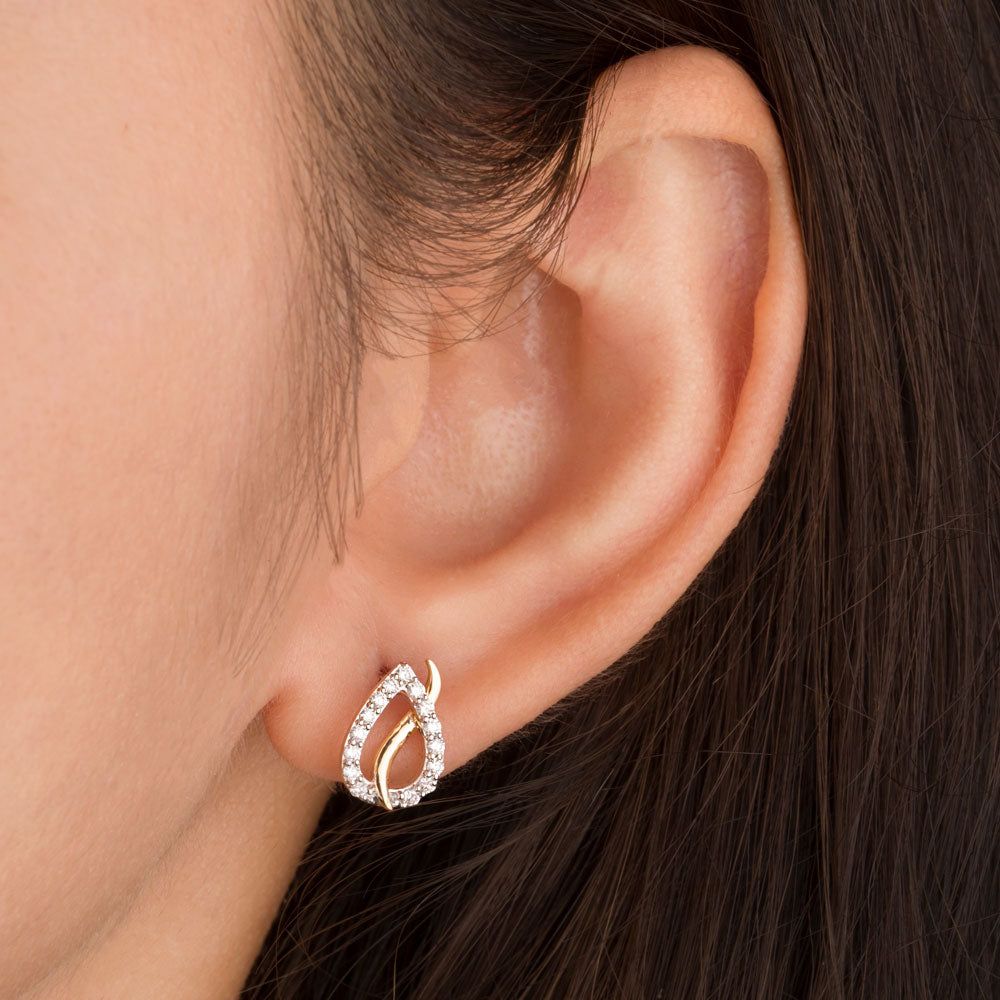 14K Yellow Gold Diamond Earrings - 0.29ct SI-GH