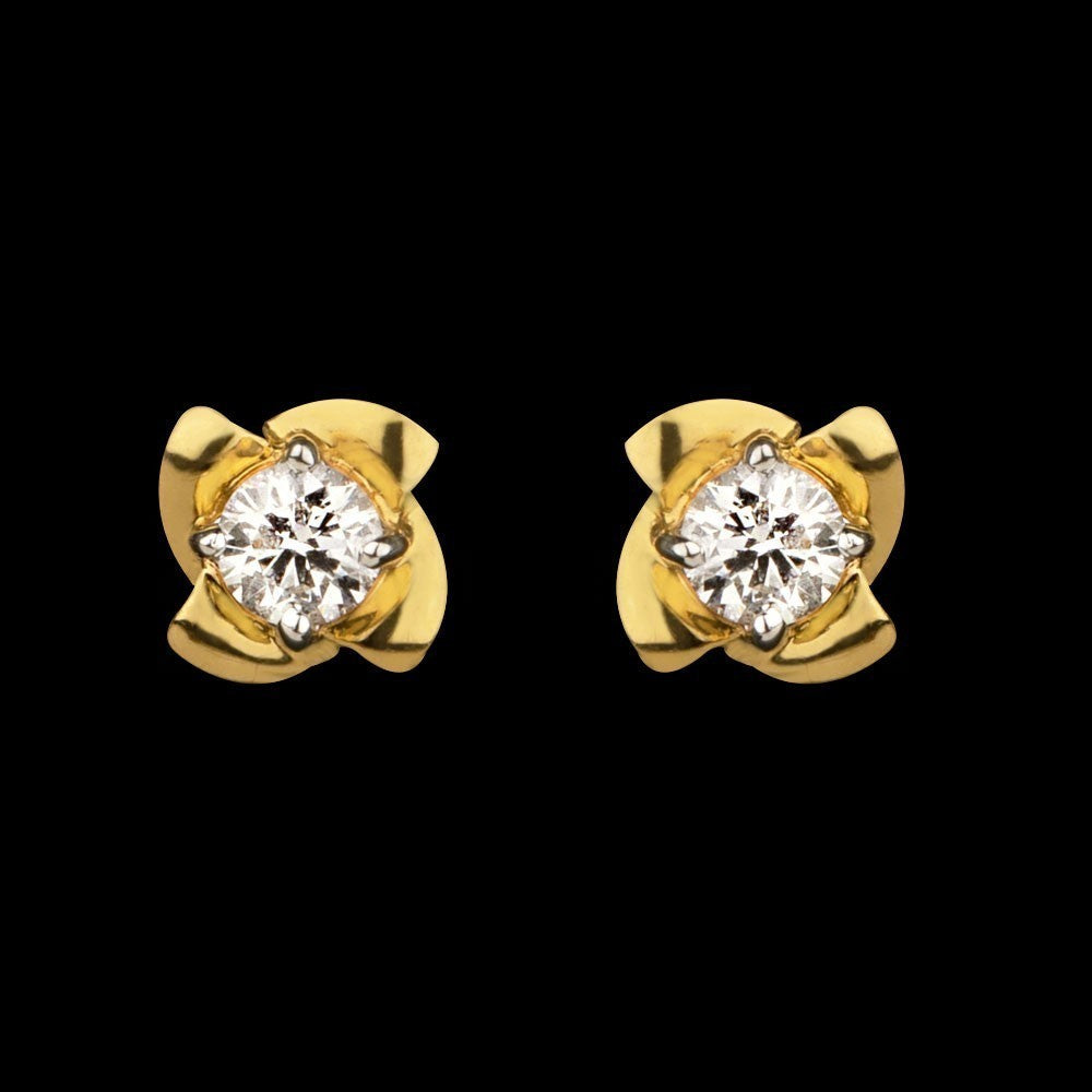 18K Yellow Gold Diamond Earrings - 0.15ct VS-EF