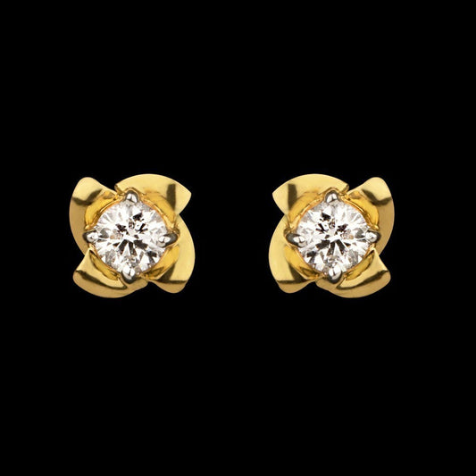 18K Yellow Gold Diamond Earrings - 0.15ct VS-EF