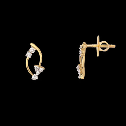 18K Yellow Gold Diamond Earrings - 0.16ct VVS-VS-GH