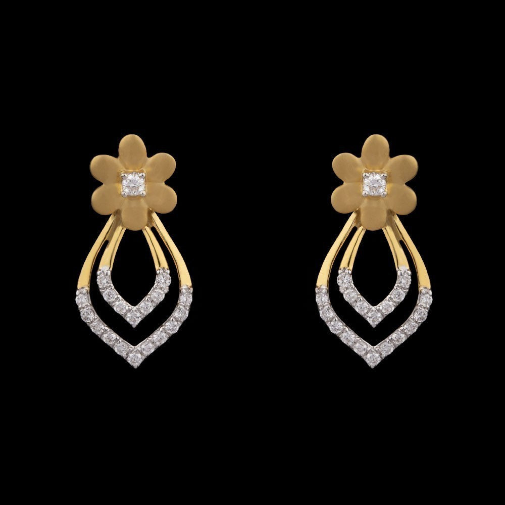 18K Yellow Gold Diamond Earrings - 0.18ct VS-GH