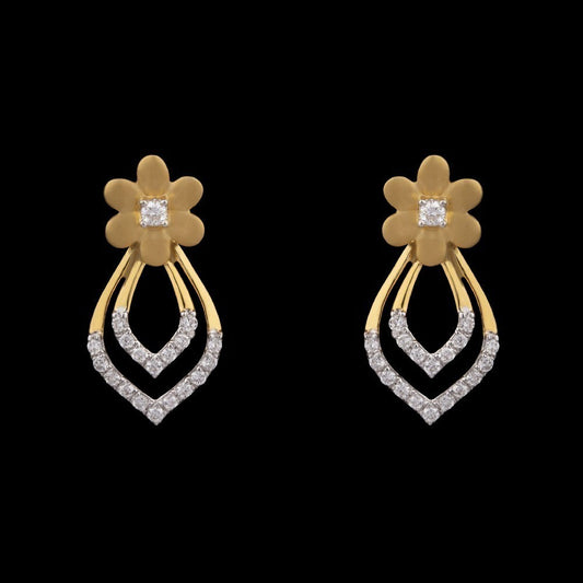 18K Yellow Gold Diamond Earrings - 0.18ct VS-GH