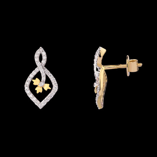 18K Yellow Gold Diamond Earrings - 0.585ct VS-SI-FG