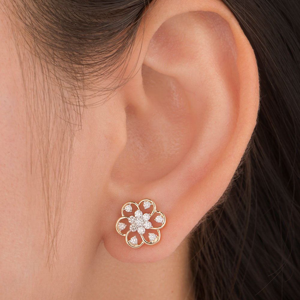 14K Yellow Gold Diamond Earrings - 0.43ct SI-GH