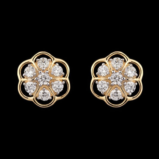 18K Yellow Gold Diamond Earrings - 0.42ct VVS-VS-IJ