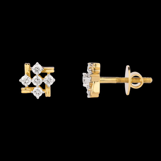 18K Yellow Gold Diamond Earrings - 0.371ct VS-GH