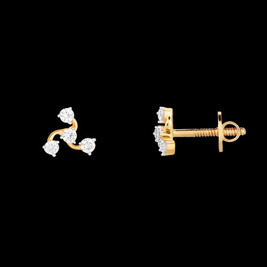 18K Yellow Gold Diamond Earrings - 0.27ct VS-IJ