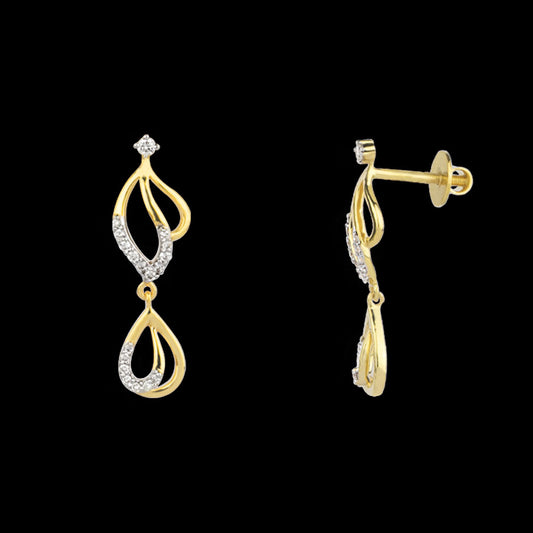 18K Yellow Gold Diamond Earrings - 0.24ct VVS-VS-GH