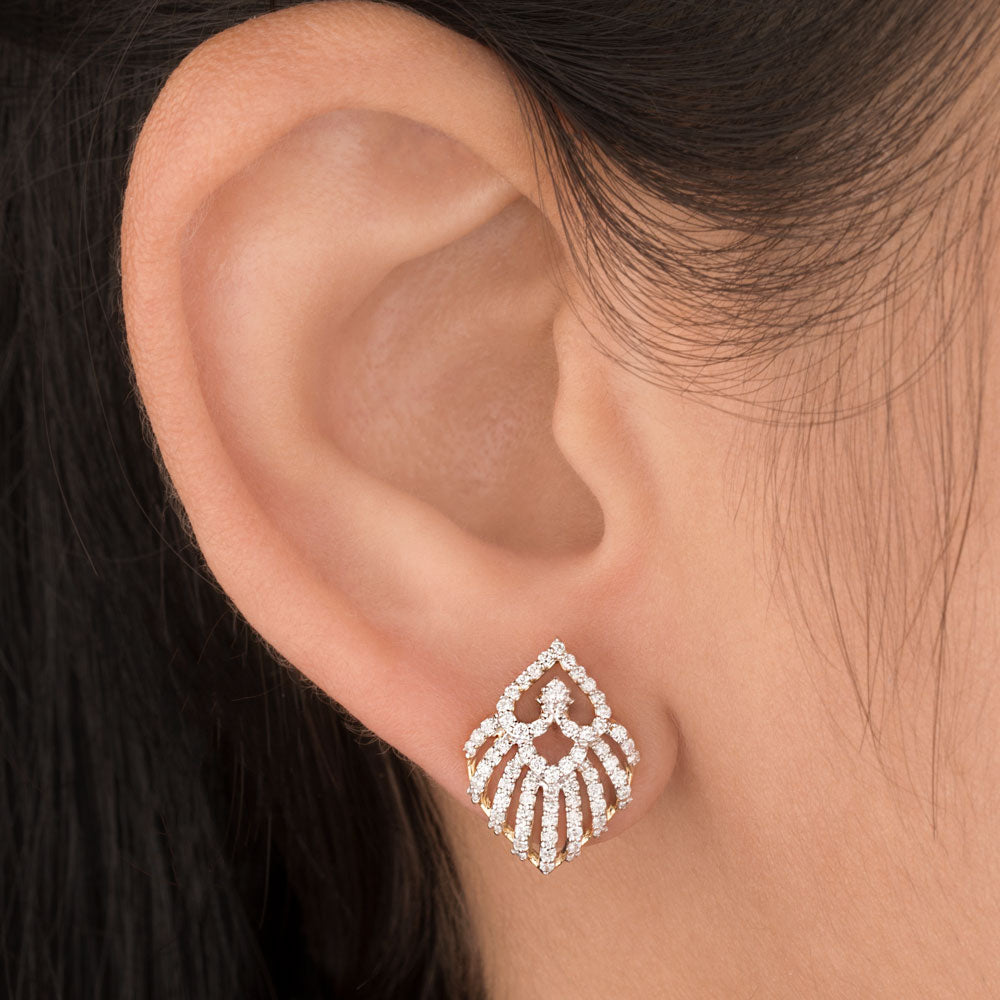 18K Yellow Gold Diamond Earrings - 0.45ct VS-GH