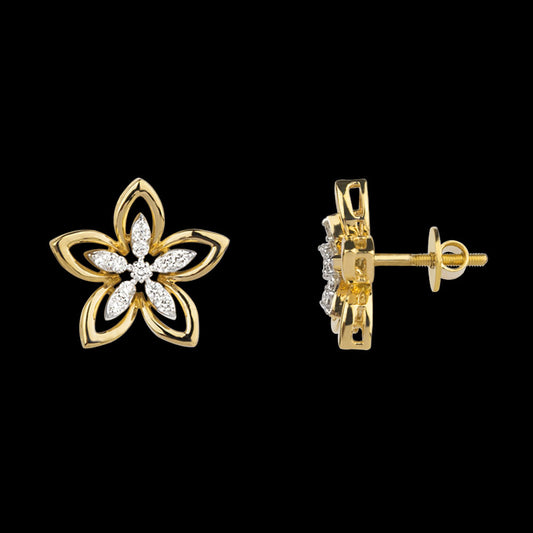 18K Yellow Gold Diamond Earrings - 0.32ct VVS-VS-GH