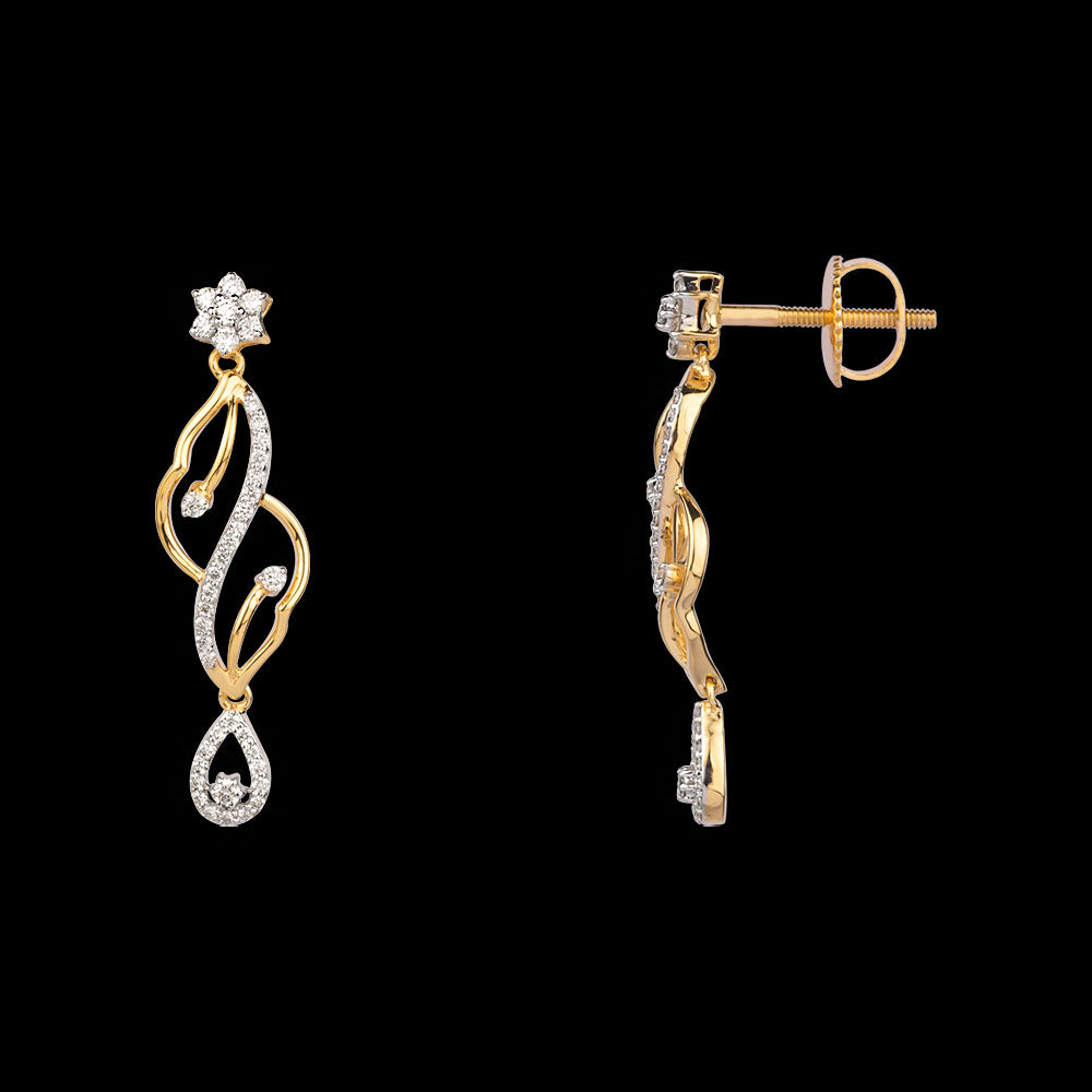 18K Yellow Gold Diamond Earrings - 0.47ct VVS-VS-GH