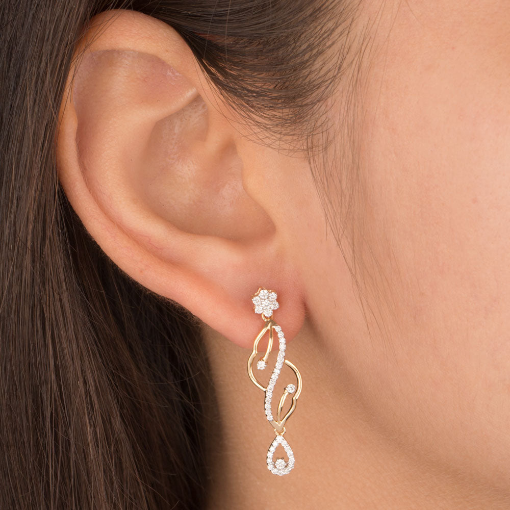 18K Yellow Gold Diamond Earrings - 0.47ct VVS-VS-GH