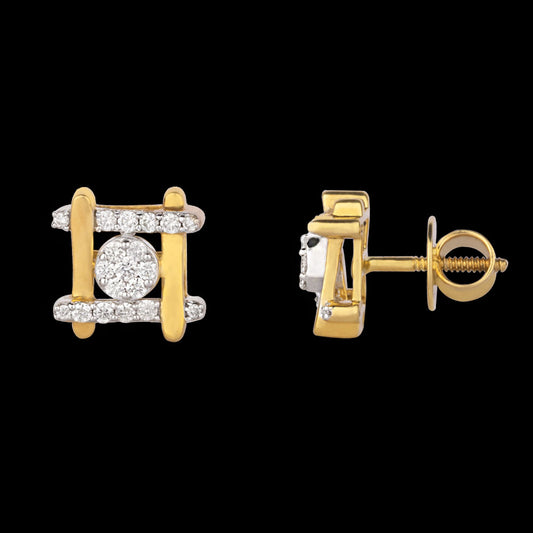 18K Yellow Gold Diamond Earrings - 0.4ct SI-GH