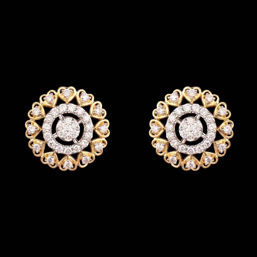 14K Two Tone Gold Diamond Earrings - 0.82ct SI-GH