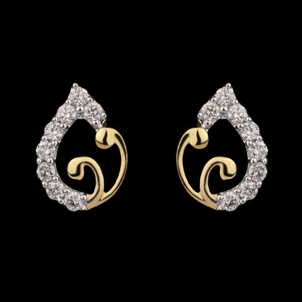14K Yellow Gold Diamond Earrings - 0.19ct SI-GH