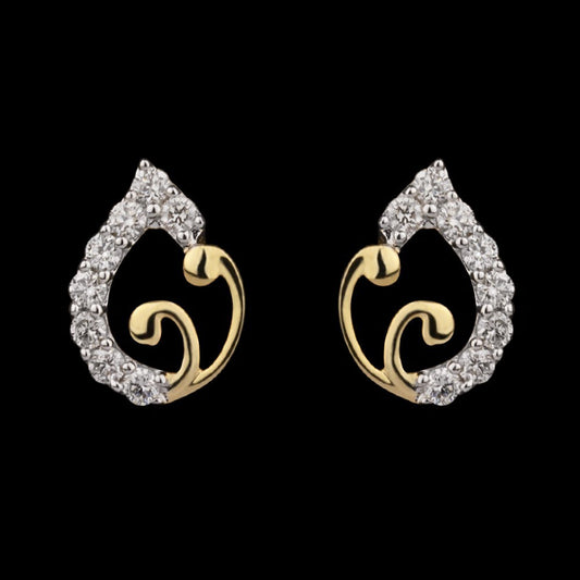 14K Yellow Gold Diamond Earrings - 0.19ct SI-GH