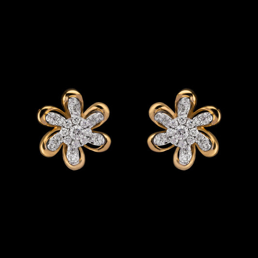 18K Two Tone Gold Diamond Earrings - 0.86ct VVS-VS-GH