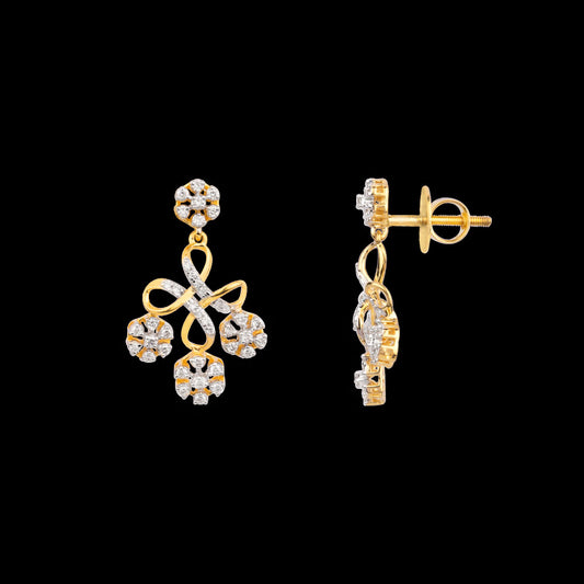 18K Yellow Gold Diamond Earrings - 0.451ct VS-SI-FG