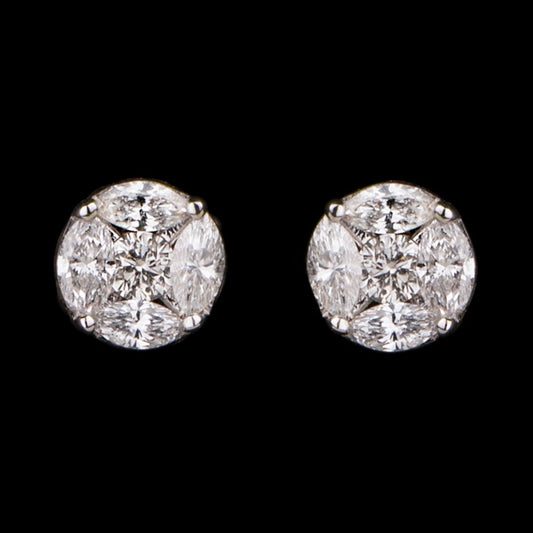 18K Yellow Gold Diamond Earrings - 0.45ct SI-GH