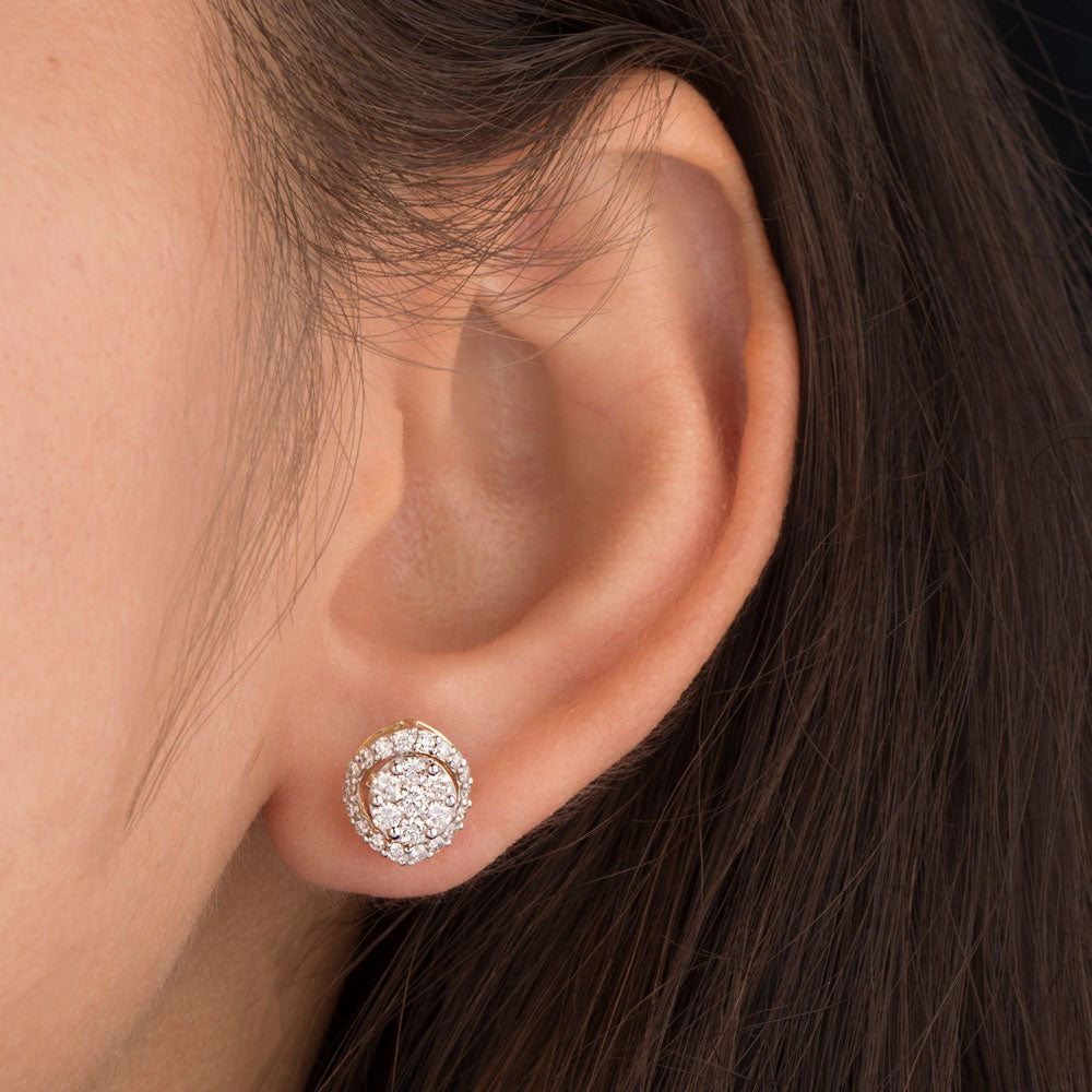 14K Yellow Gold Diamond Earrings - 0.86ct SI-HI