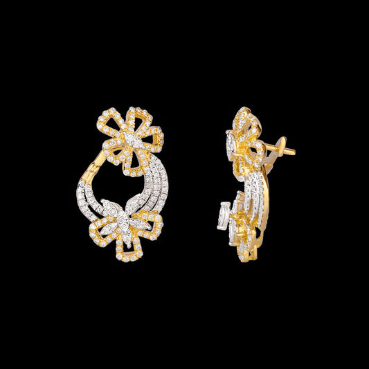 18K Yellow Gold Diamond Earrings - 1.152ct VS-SI-FG