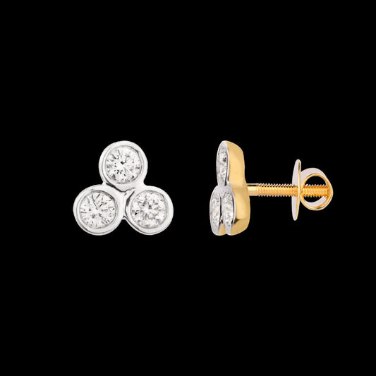 18K Yellow Gold Diamond Earrings - 0.148ct VVS-VS-IJ