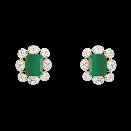 14K Yellow Gold Diamond Earrings - 2.07ct VS-SI-HI with Colour Stones