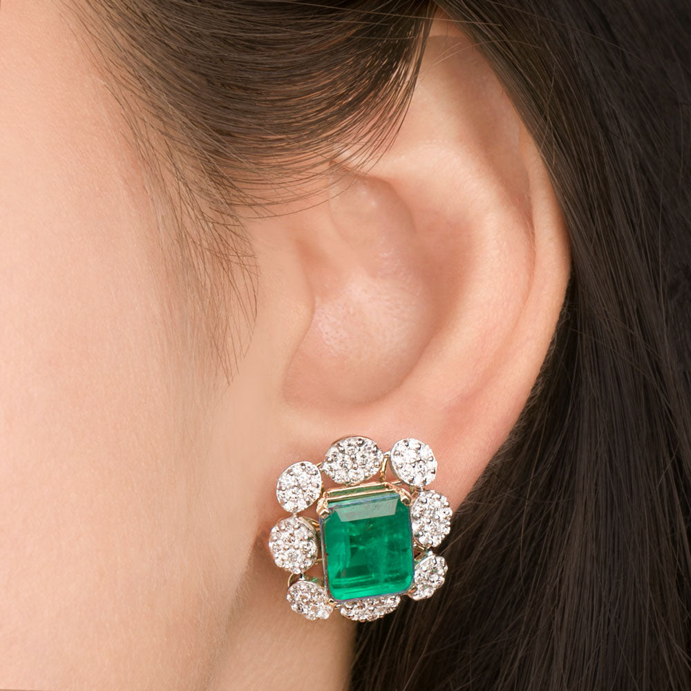 14K Yellow Gold Diamond Earrings - 2.07ct VS-SI-HI with Colour Stones