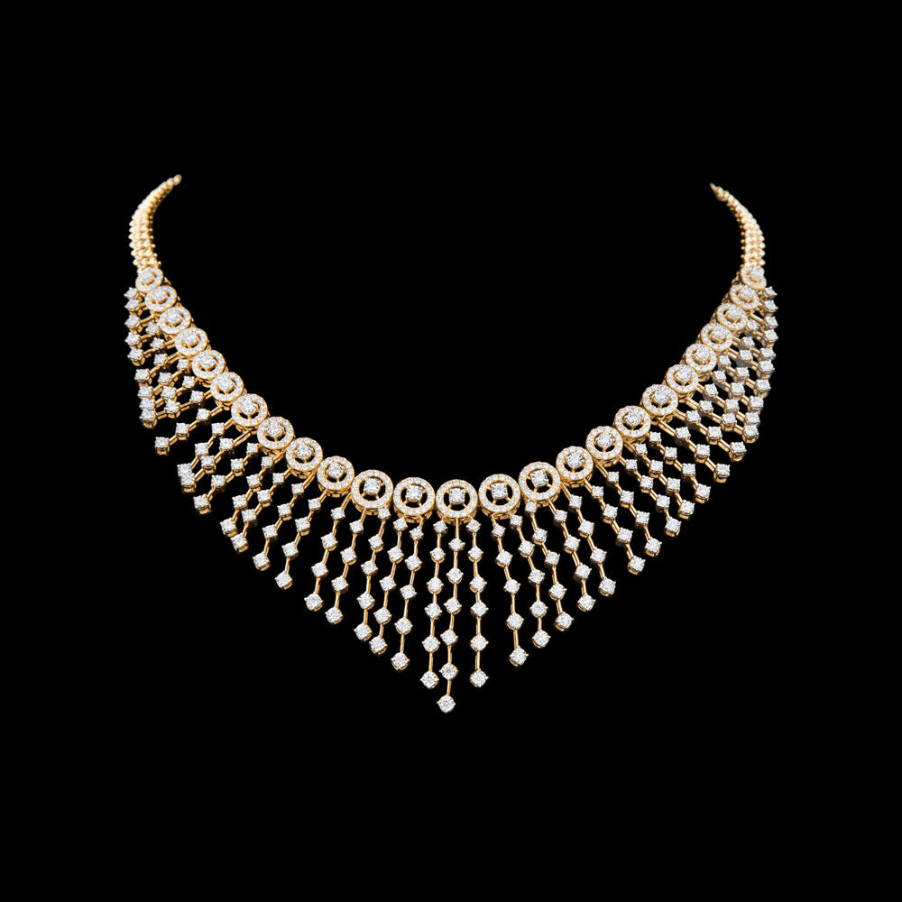 18K Yellow Gold Diamond Necklace - 4.72ct VVS-VS-GH