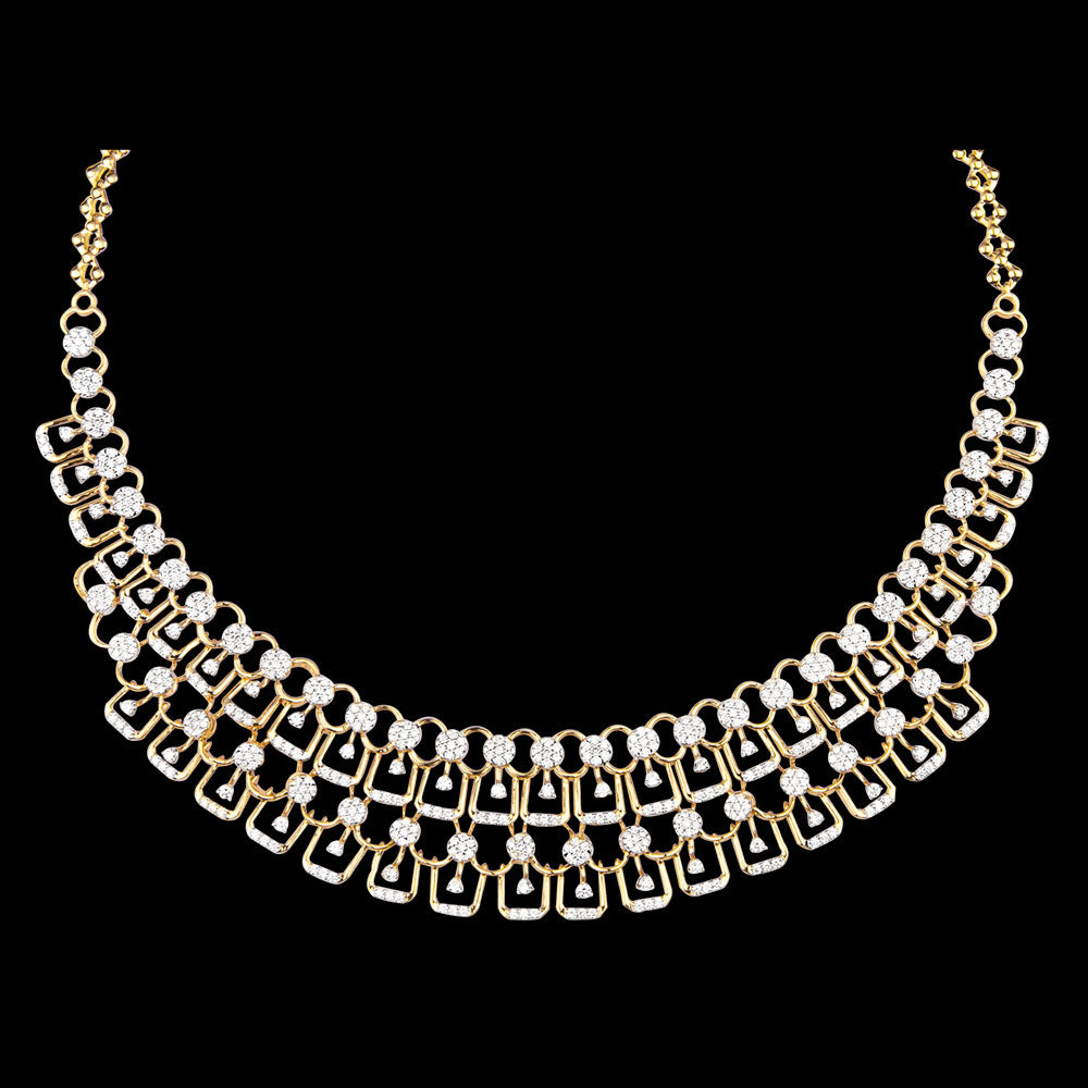 18K Yellow Gold Diamond Necklace - 4.338ct VVS-VS-GH