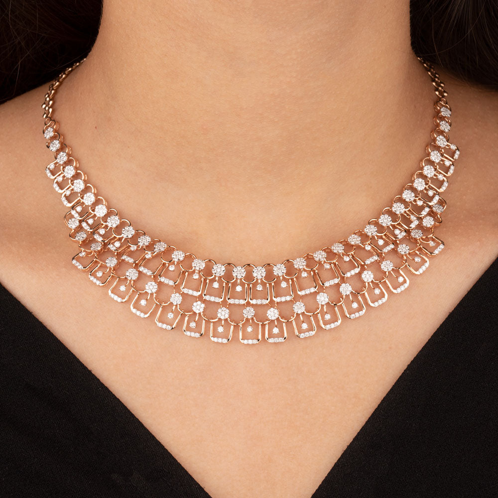 18K Yellow Gold Diamond Necklace - 4.338ct VVS-VS-GH