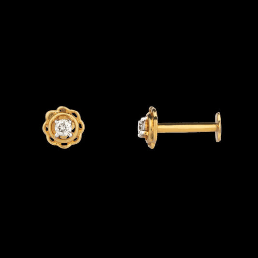 18K Yellow Gold Diamond Nosepin - 0.038ct VVS-EF