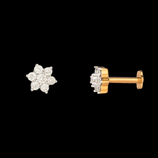 18K Yellow Gold Diamond Nosepin - 0.148ct VVS-VS-GH