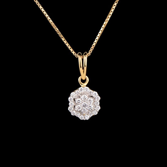 18K Yellow Gold Diamond Pendant - 0.22ct VVS-FG with Colour Stones