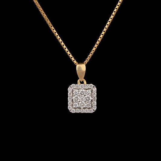 18K Yellow Gold Diamond Pendant - 0.32ct VVS-FG