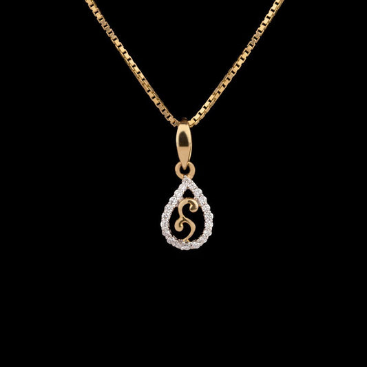 18K Yellow Gold Diamond Pendant - 0.1ct VVS-FG