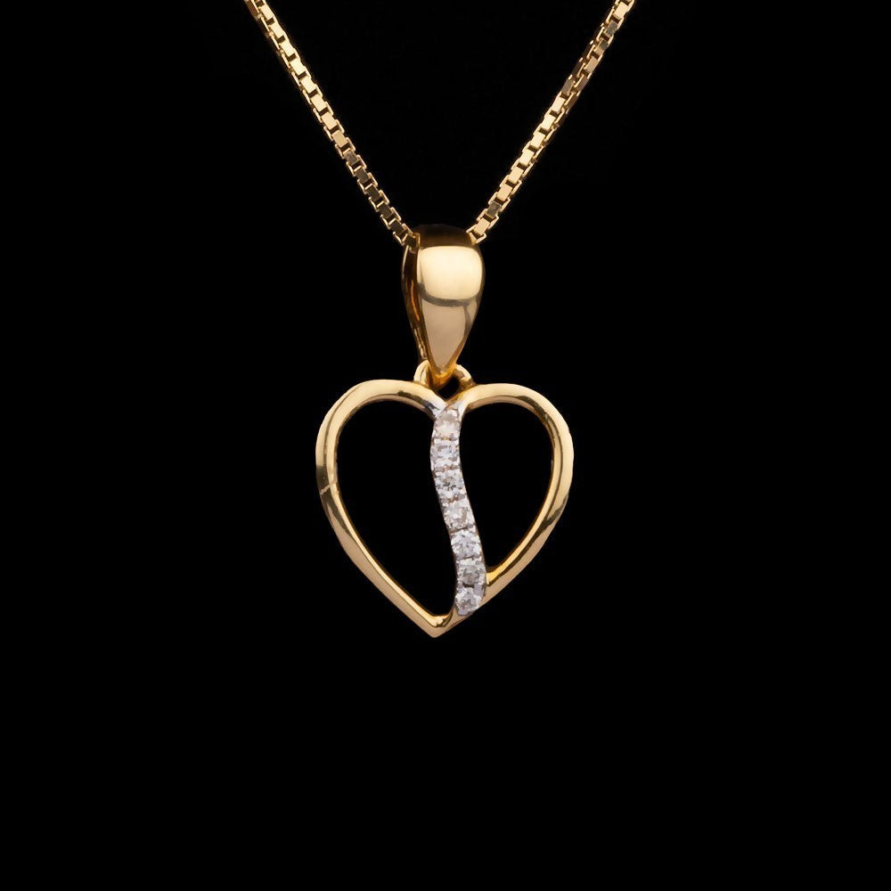 18K Yellow Gold Diamond Pendant - 0.05ct SI-IJ