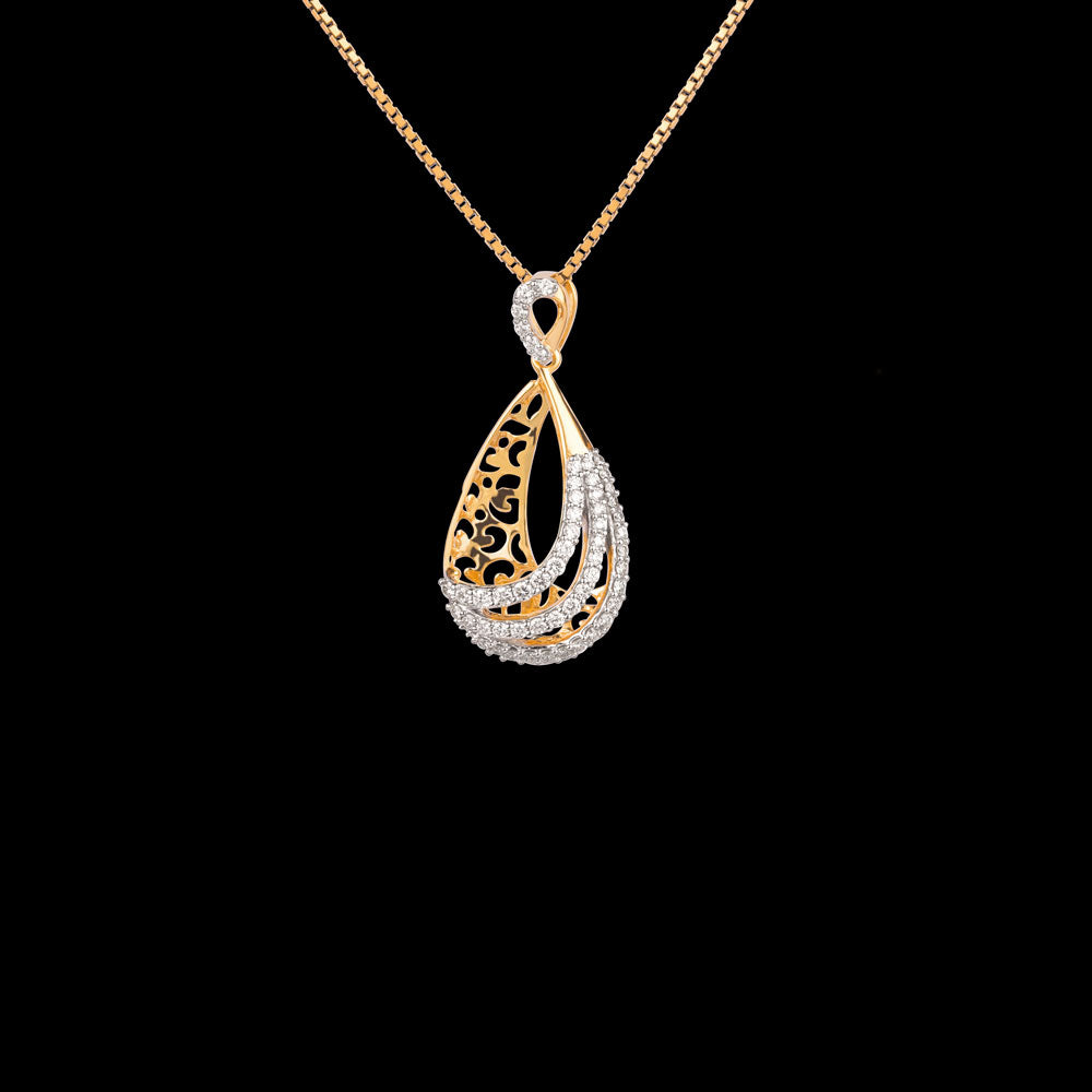 18K Yellow Gold Diamond Pendant - 0.3ct VVS-VS-GH