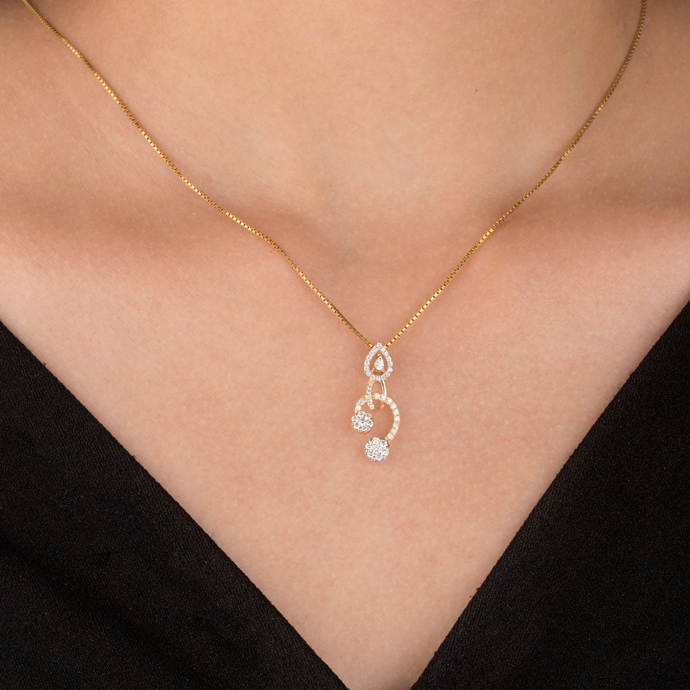 14K Yellow Gold Diamond Pendant - 0.36ct VVS-VS-HI