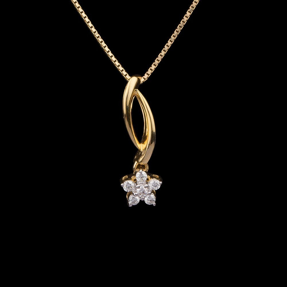 14K Yellow Gold Diamond Pendant - 0.1ct SI-IJ