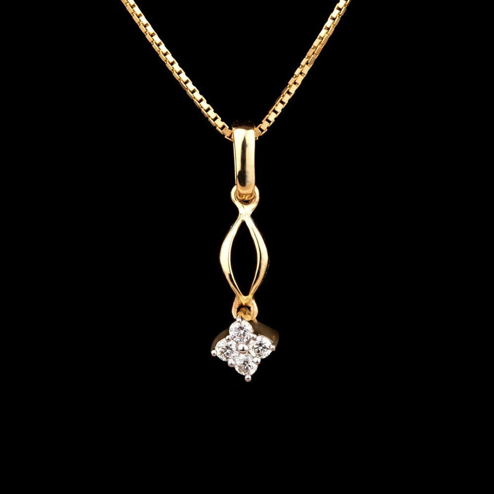 14K Yellow Gold Diamond Pendant - 0.09ct SI-IJ