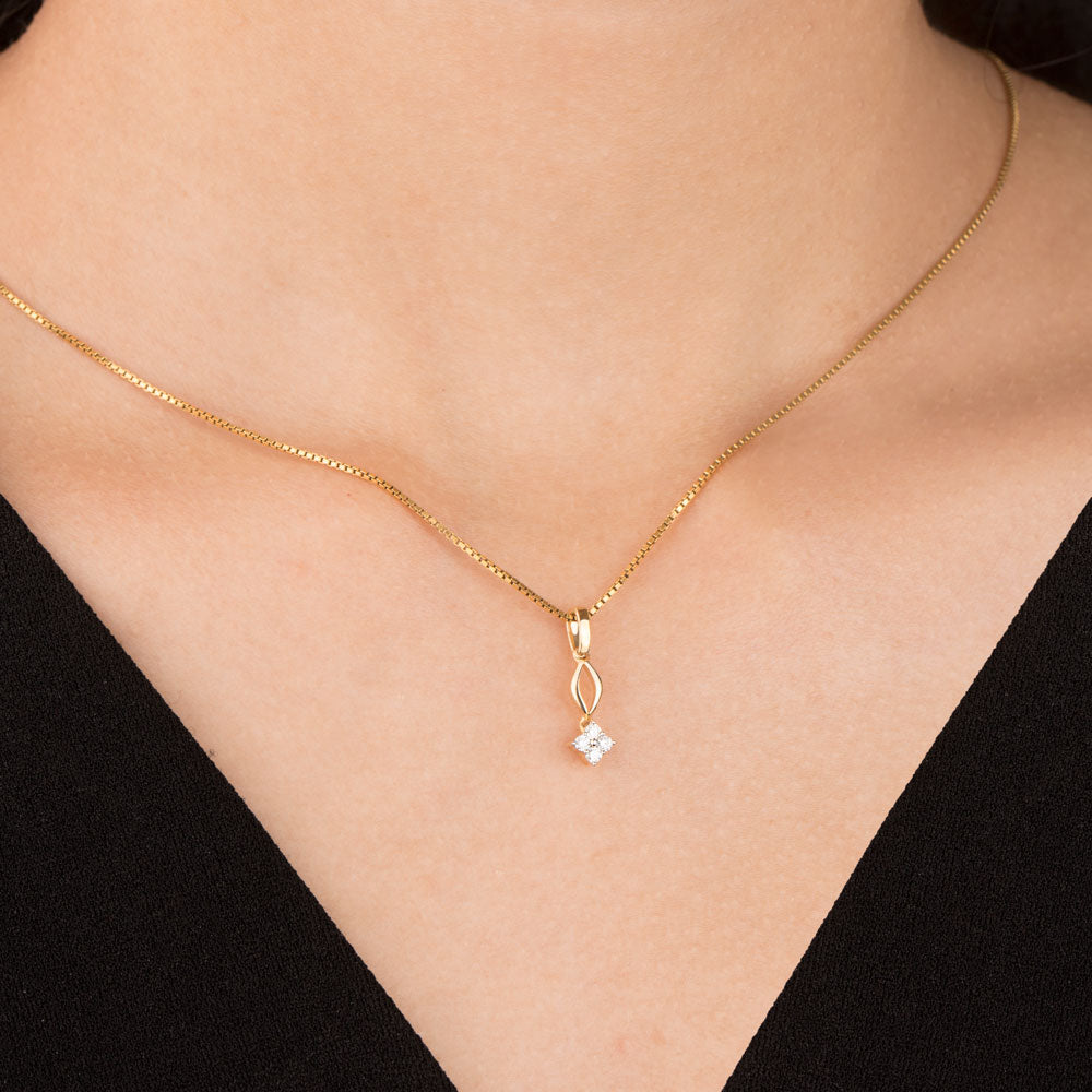 14K Yellow Gold Diamond Pendant - 0.09ct SI-IJ