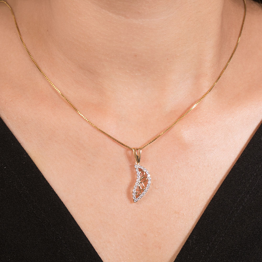 18K Yellow Gold Diamond Pendant - 0.34ct VVS-VS-GH