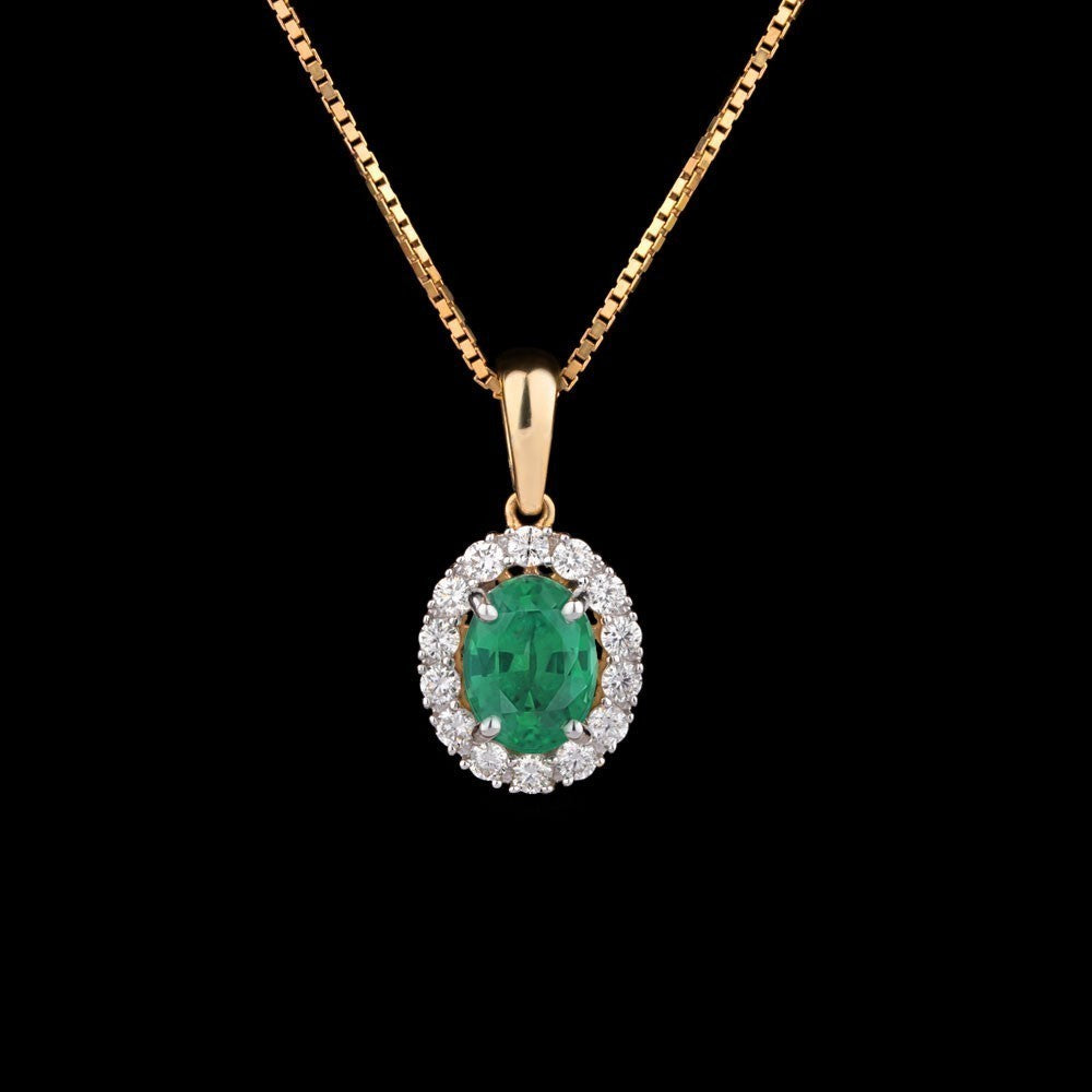 14K Yellow Gold Diamond Pendant - 0.34ct VVS-VS-IJ with Colour Stones